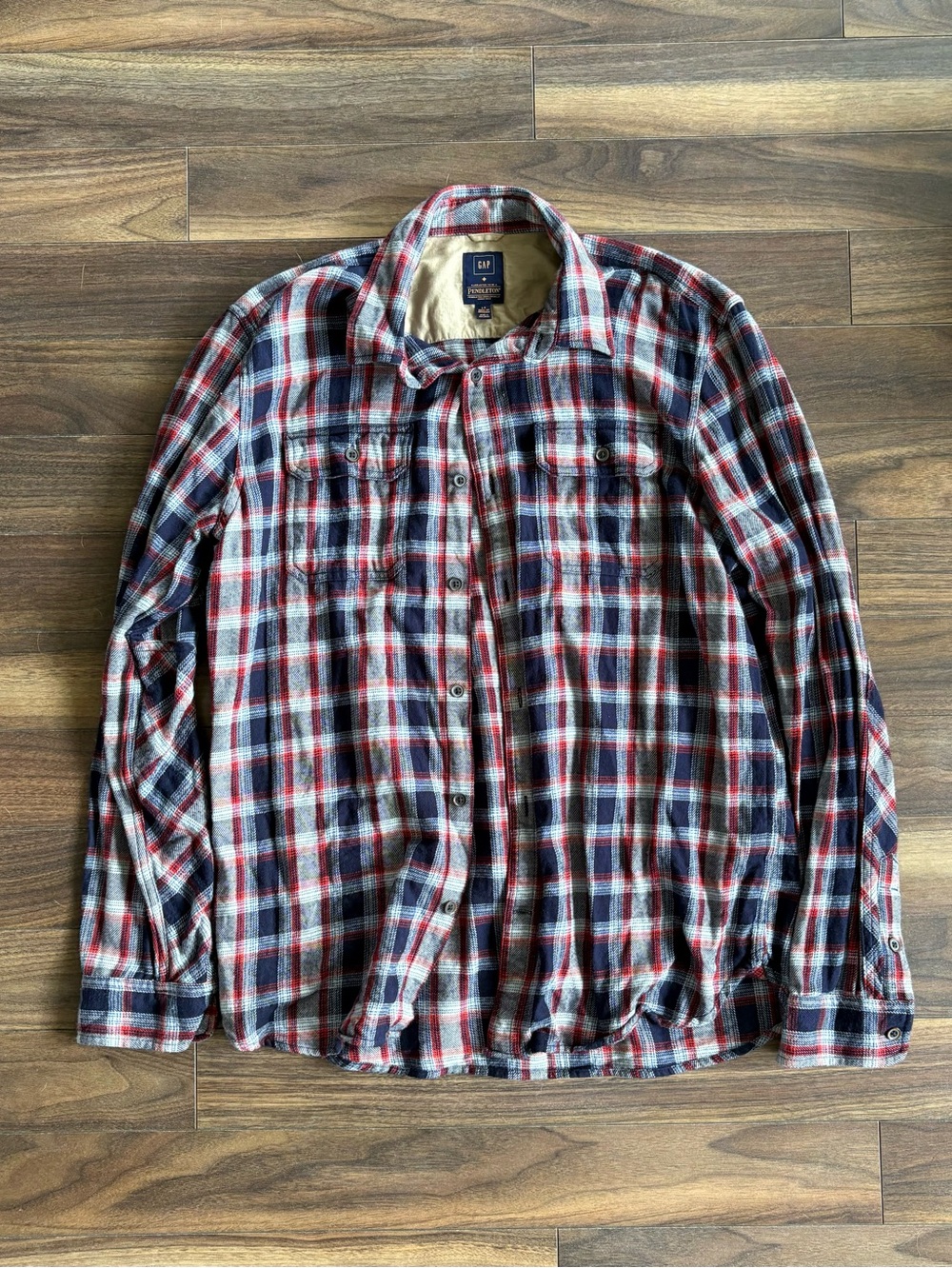 Gap x Pendleton Plaid Button-Up Shirt — Red, Navy & Cream